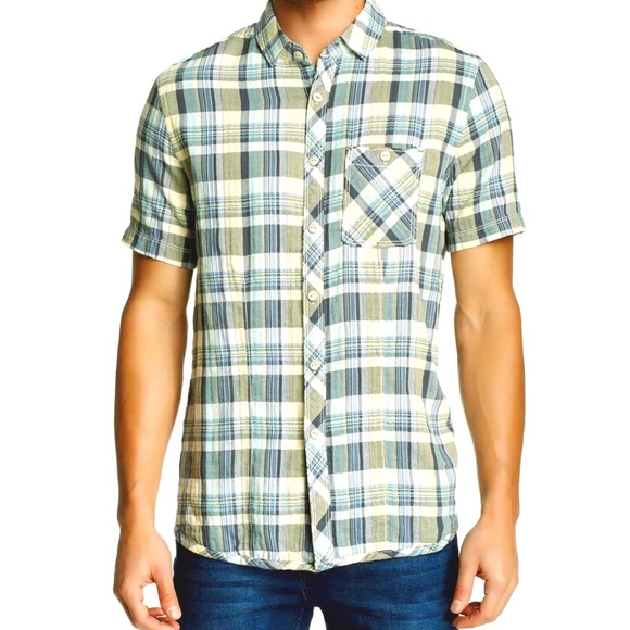 JEREMIAH Short Sleeve Plaid Shirt, L - Picture 1 of 3